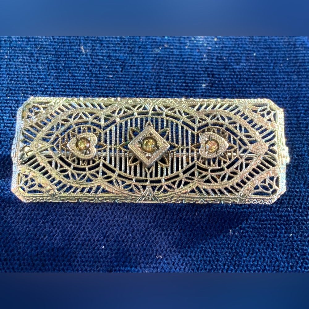 Antique Rhodium Reticulated paste Brooch